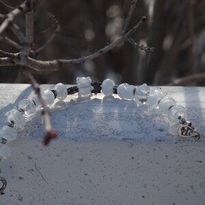 White Vintage Wedding Cake Ladies Beaded Bracelet